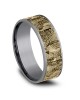 Gentlemen's Wall Fracture Thin Edge Comfort Fit Band in Rose Gold and Grey Tantalum